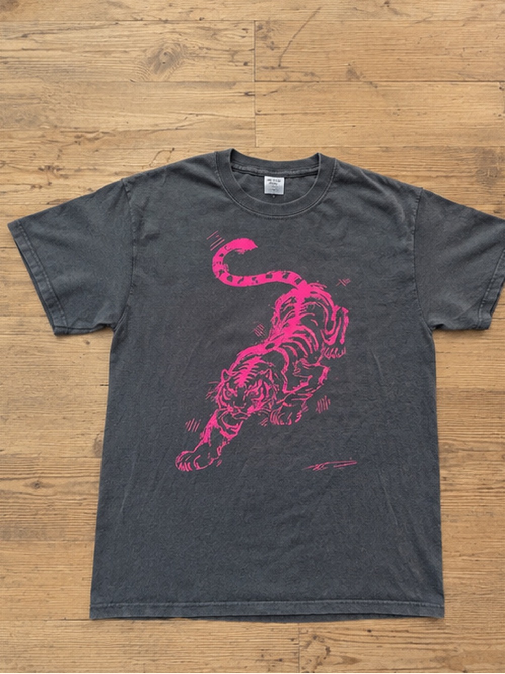 Black Tee with Hot Pink Tiger Graphic T-shirt